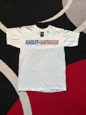VINTAGE Harley Davidson Shirt Mens Medium White USA Biker Y2K Tee Motorcycle